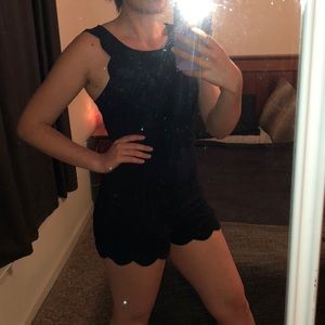 Blue Scalloped Romper